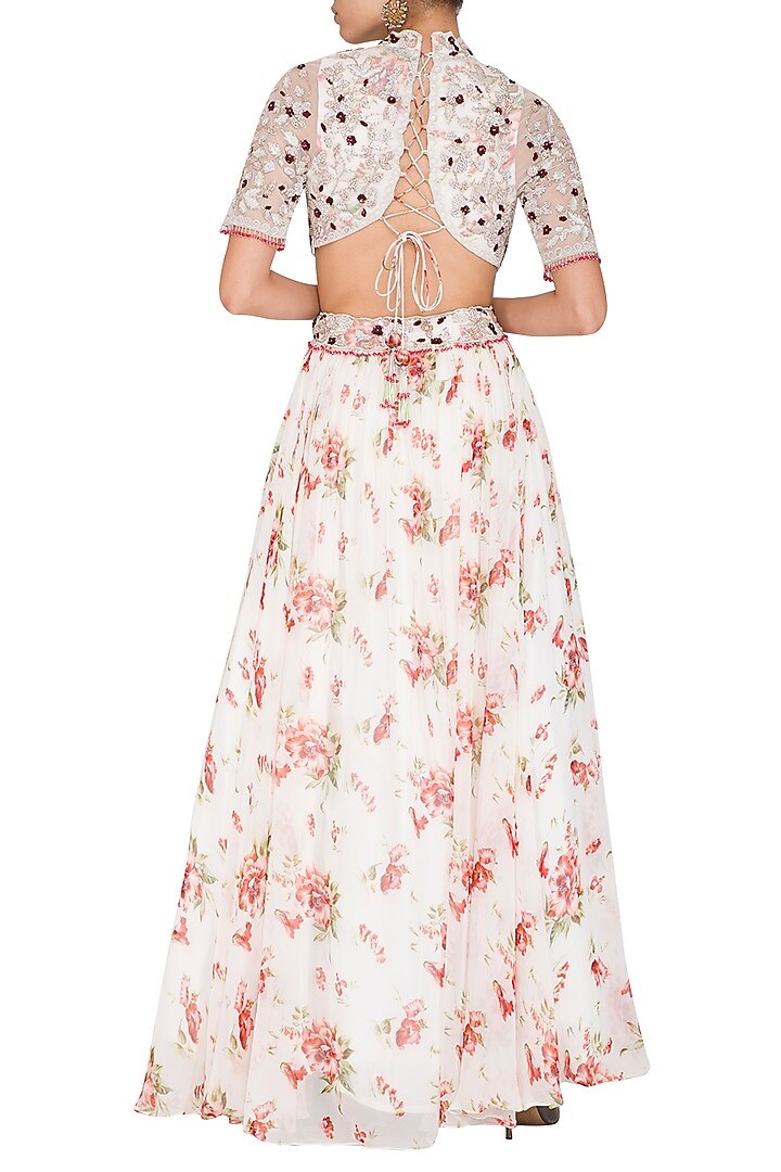 Ivory Printed & Embroidered Wedding Lehenga Set by Mani Bhatia at Pernia's Pop Up Shop