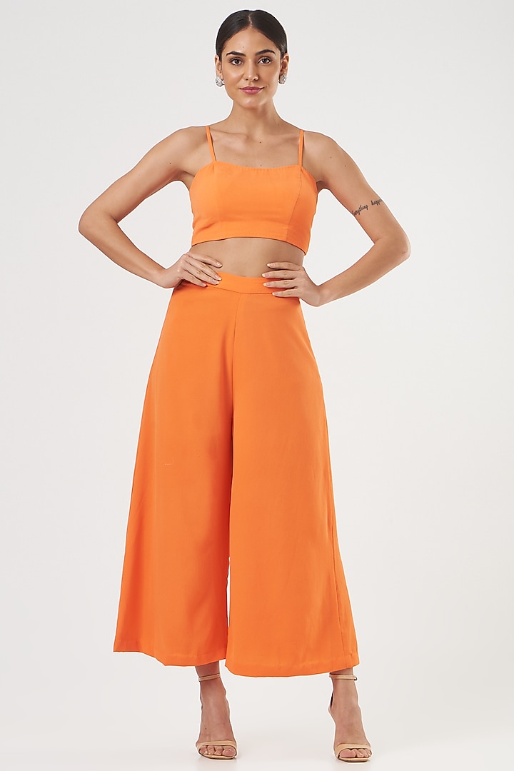 Neon Orange Banana Crepe Co-Ord Set by Mani Bhatia at Pernia's Pop Up Shop