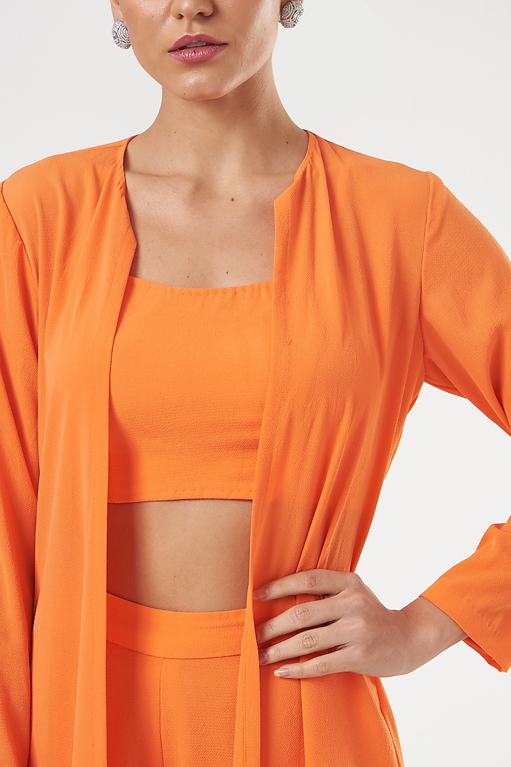 Neon Orange Banana Crepe Co-Ord Set by Mani Bhatia at Pernia's Pop Up Shop
