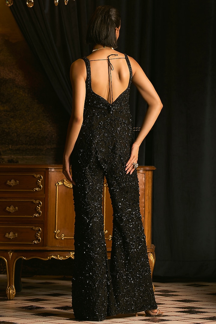 Black Crepe Pearl Embroidered Bridal Sharara Set by Mani Bhatia at Pernia's Pop Up Shop