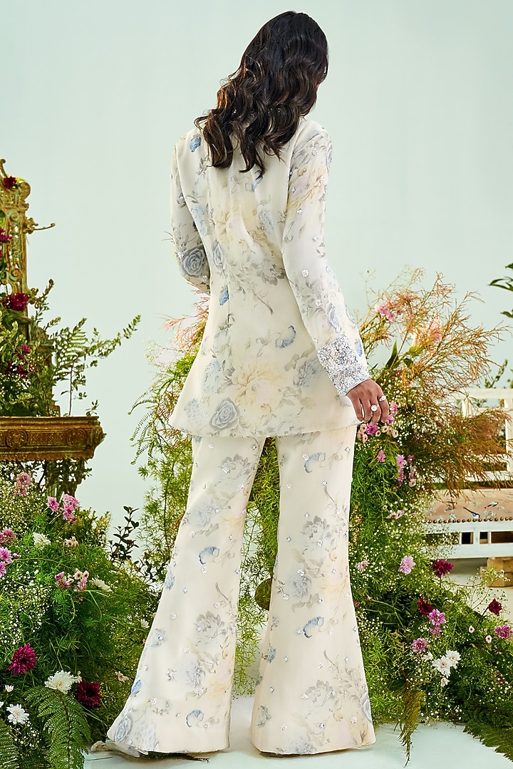 Ivory Printed Pant Set by Mani Bhatia at Pernia's Pop Up Shop