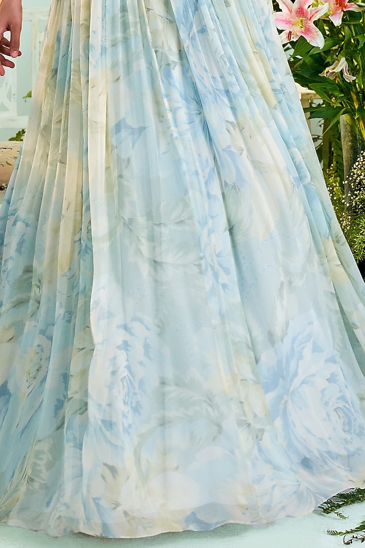 Ice Blue Embroidered Wedding Anarkali Set by Mani Bhatia at Pernia's Pop Up Shop