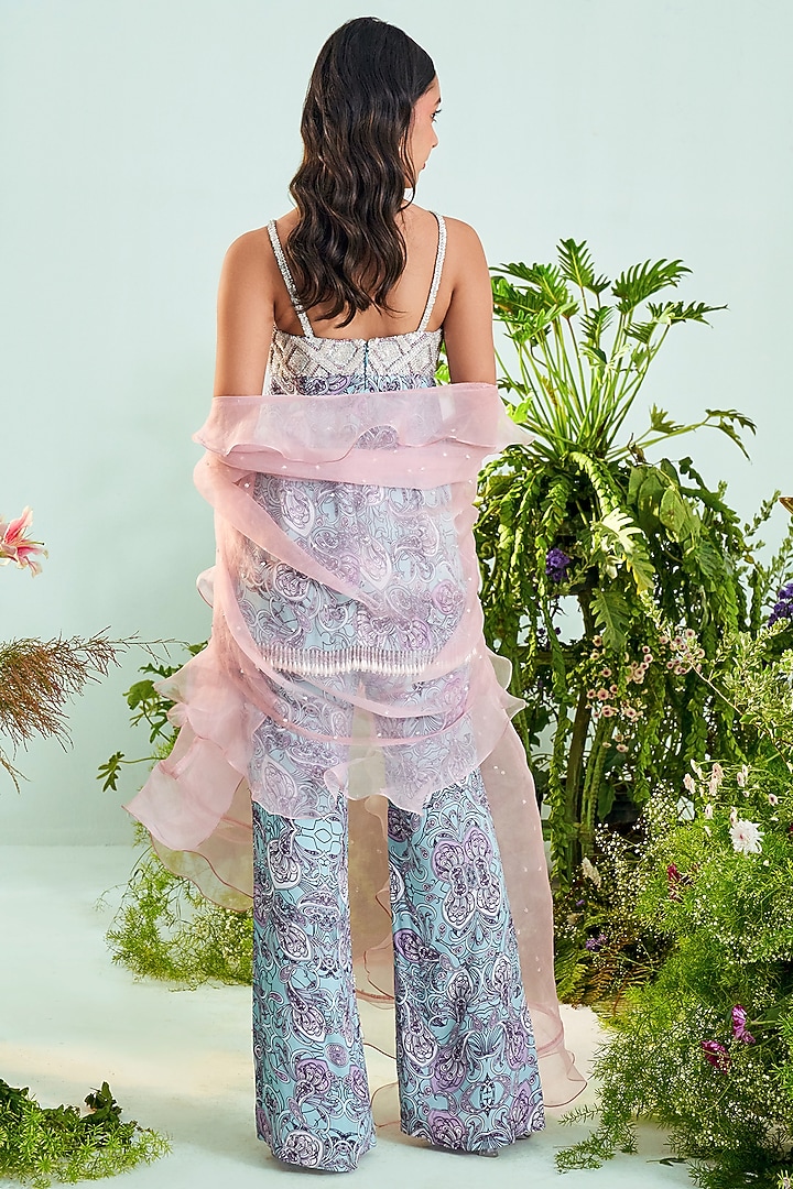 Blue Paisley Printed Pant Set by Mani Bhatia at Pernia's Pop Up Shop