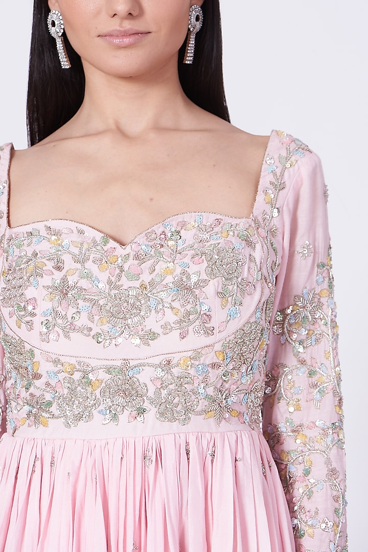 Lilac Pink Embroidered Gharara Set by Mani Bhatia at Pernia's Pop Up Shop