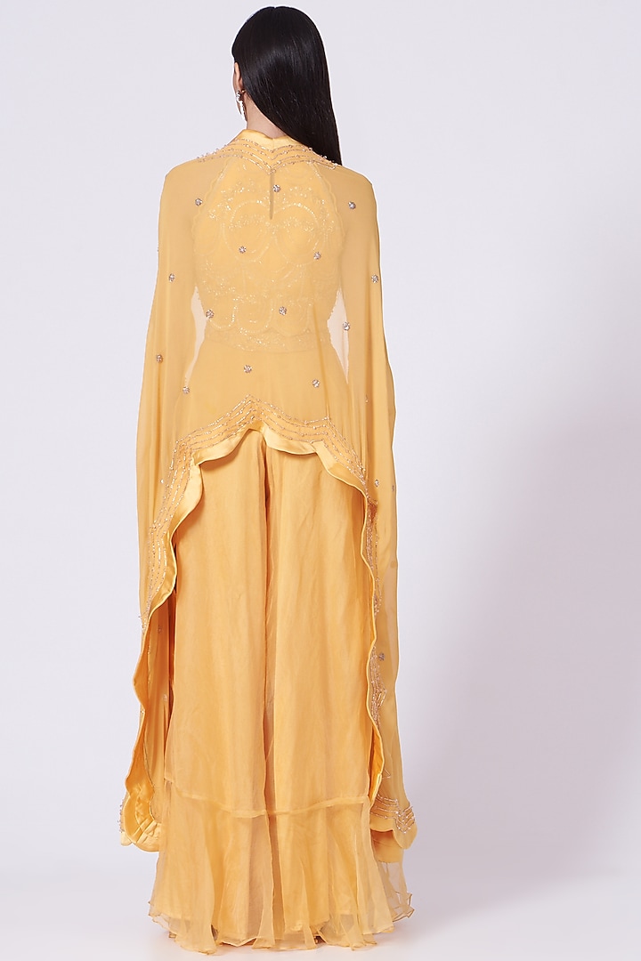 Sunshine Yellow Silk Organza Palazzo Set by Mani Bhatia at Pernia's Pop Up Shop