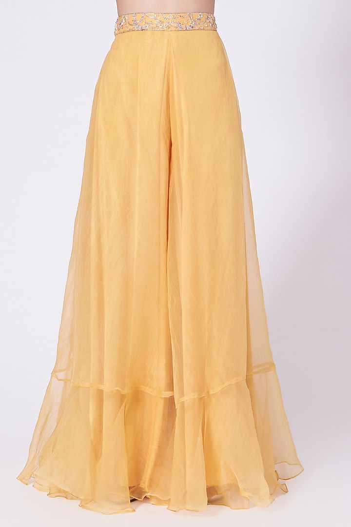 Sunshine Yellow Silk Organza Palazzo Set by Mani Bhatia at Pernia's Pop Up Shop