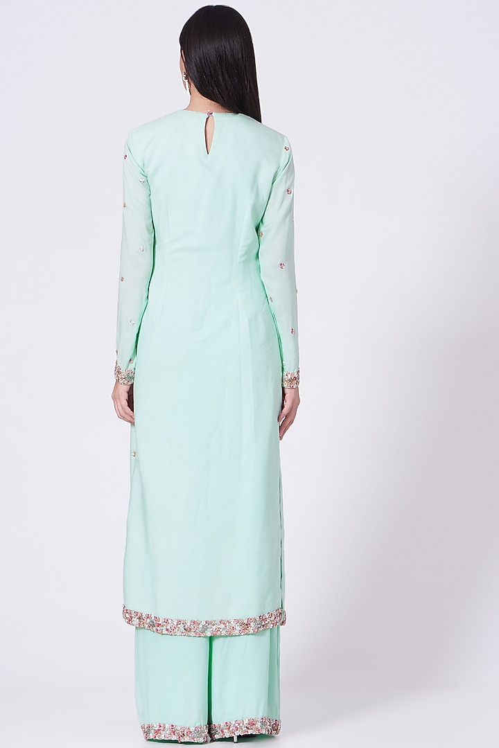 Sky Blue Zardosi Embroidered Kurta Set by Mani Bhatia at Pernia's Pop Up Shop