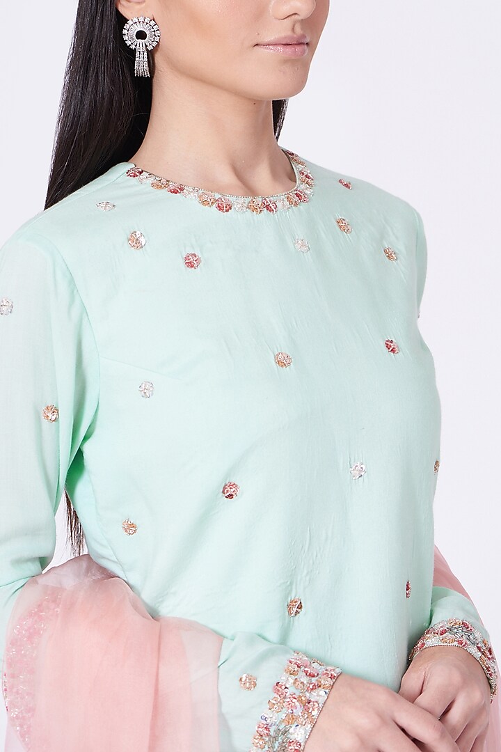 Sky Blue Zardosi Embroidered Kurta Set by Mani Bhatia at Pernia's Pop Up Shop