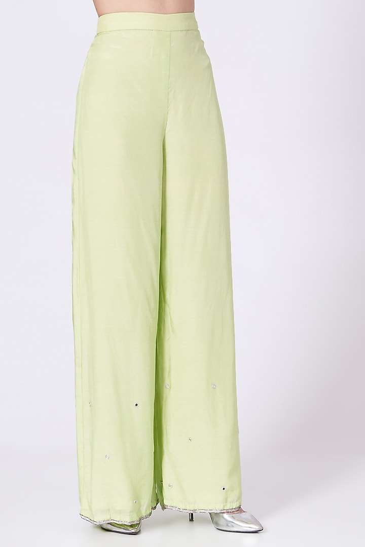 Lime Green Embroidered Wedding Anarkali Set by Mani Bhatia at Pernia's Pop Up Shop