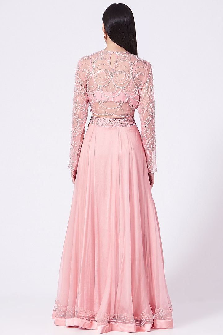 Peony Pink Embroidered Wedding Lehenga Set by Mani Bhatia at Pernia's Pop Up Shop