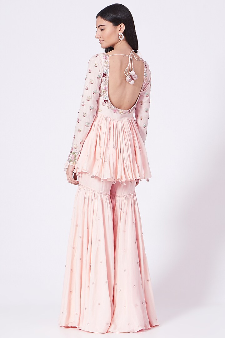 Tea Pink Cotton Silk Gharara Set by Mani Bhatia at Pernia's Pop Up Shop