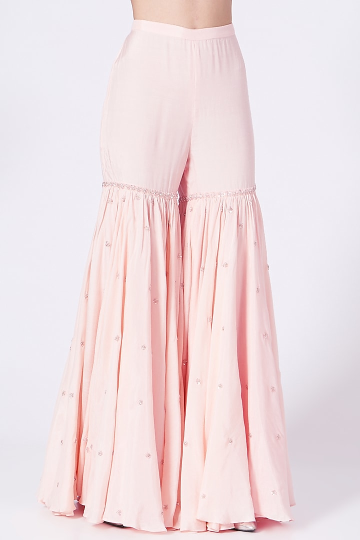 Tea Pink Cotton Silk Gharara Set by Mani Bhatia at Pernia's Pop Up Shop
