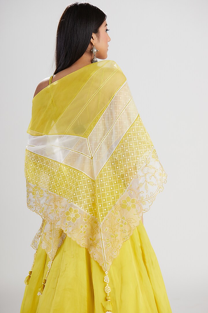 Lime Yellow Embroidered Wedding Lehenga Set by Megha Bansal at Pernia's Pop Up Shop