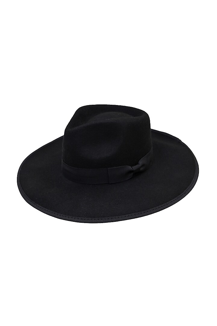 Black Felt & Wool Mirage Fedora Hat by Myaraa by Namrata Lodha at Pernia's Pop Up Shop