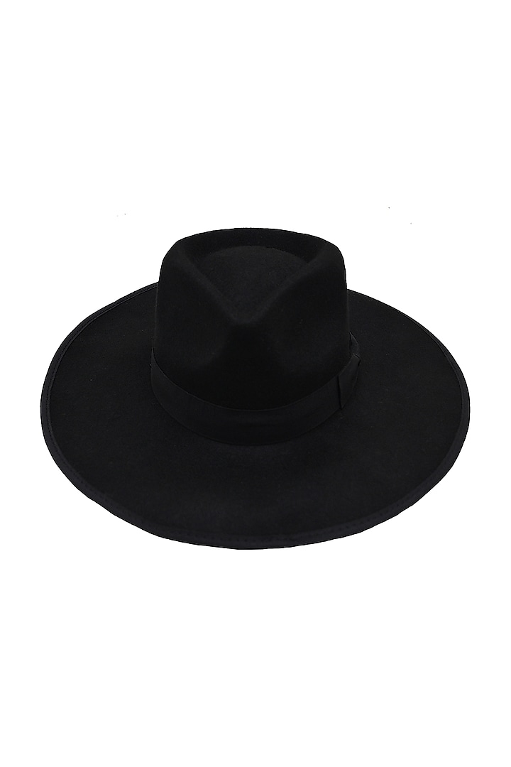 Black Felt & Wool Mirage Fedora Hat by Myaraa by Namrata Lodha at Pernia's Pop Up Shop