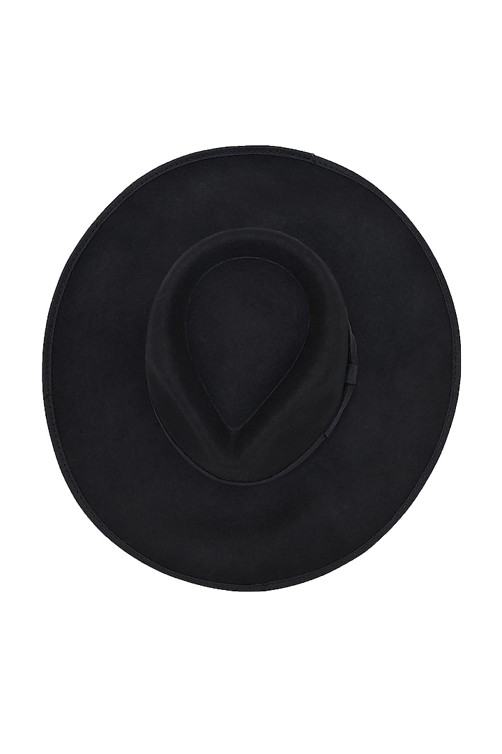 Black Felt & Wool Mirage Fedora Hat by Myaraa by Namrata Lodha at Pernia's Pop Up Shop