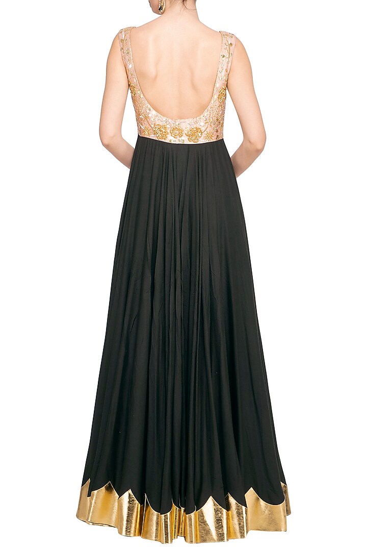Black Embroidered Wedding Anarkali Gown With Dupatta by Mani Bhatia at Pernia's Pop Up Shop