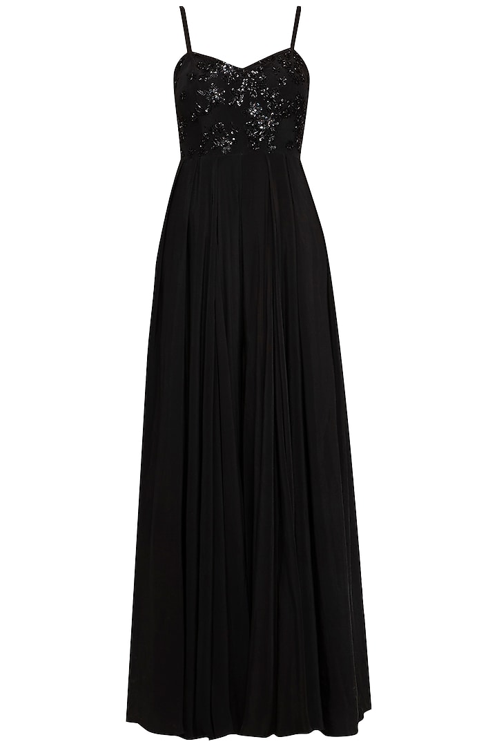 Black Embroidered Jumpsuit With Cape by Mani Bhatia at Pernia's Pop Up Shop