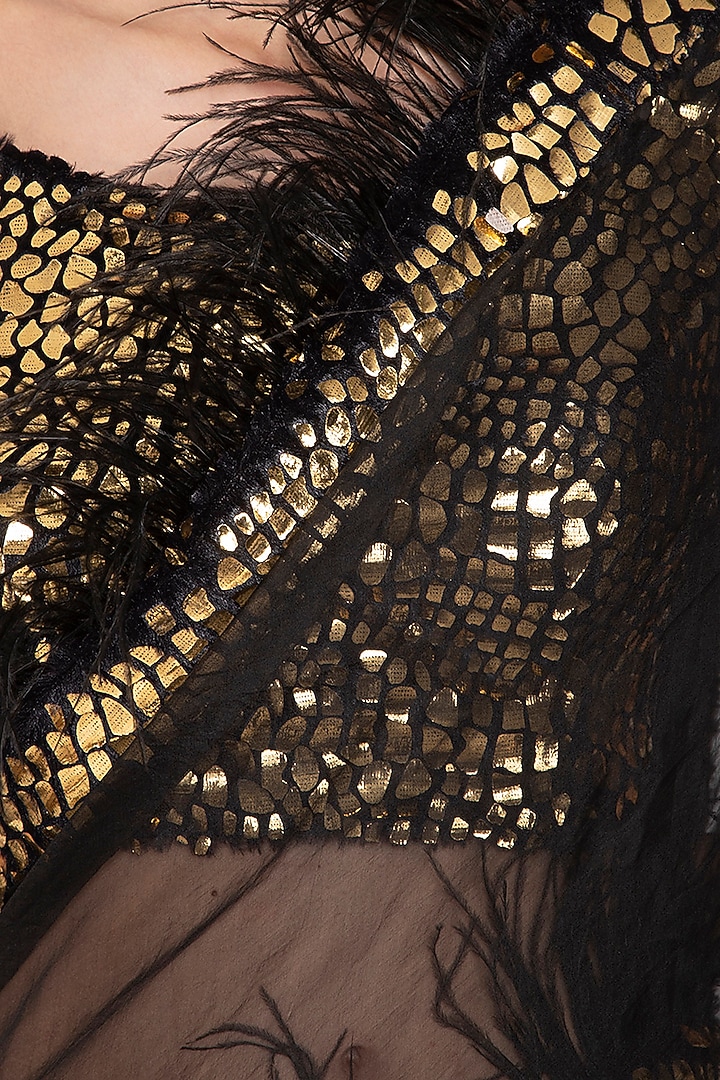 Black Embellished Wedding Saree Set by Mani Bhatia at Pernia's Pop Up Shop