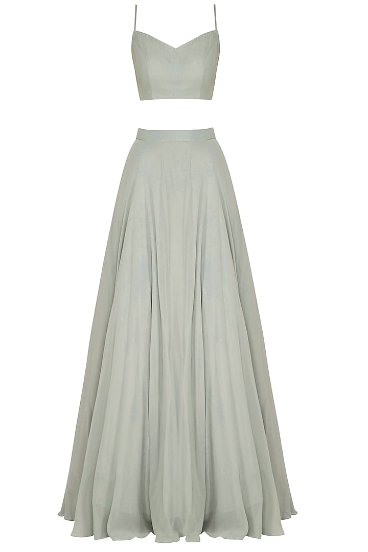 Smoke Grey Embellished Wedding Lehenga Set by Mani Bhatia at Pernia's Pop Up Shop