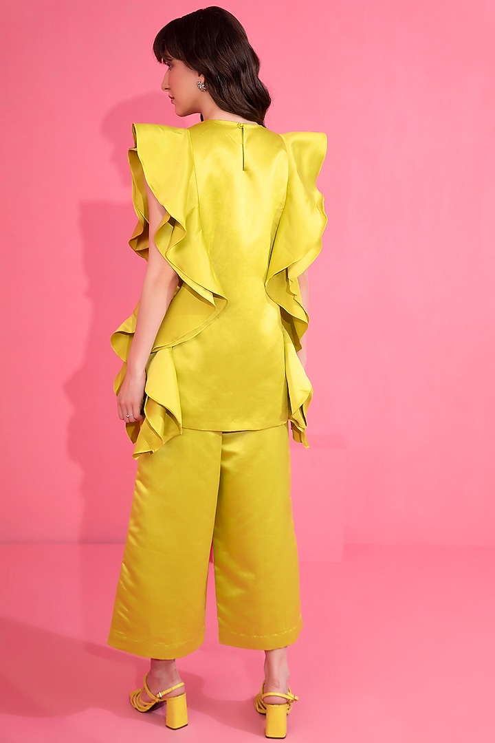 Olive Green Satin Organza Co-Ord Set by Mani Bhatia at Pernia's Pop Up Shop