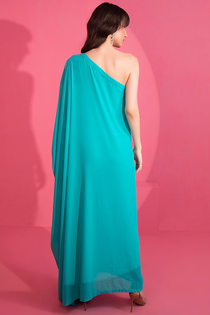 Turquoise Embroidered Kaftan by Mani Bhatia at Pernia's Pop Up Shop