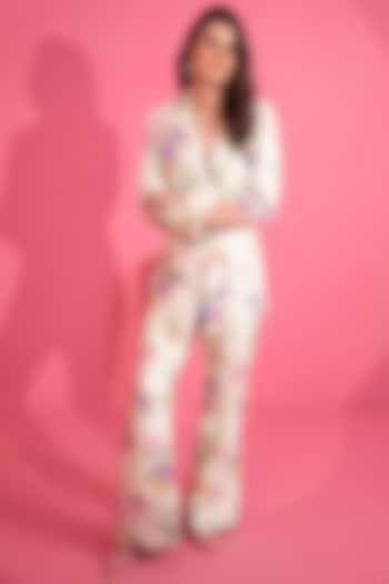 Off-White Printed Blazer Set by Mani Bhatia at Pernia's Pop Up Shop