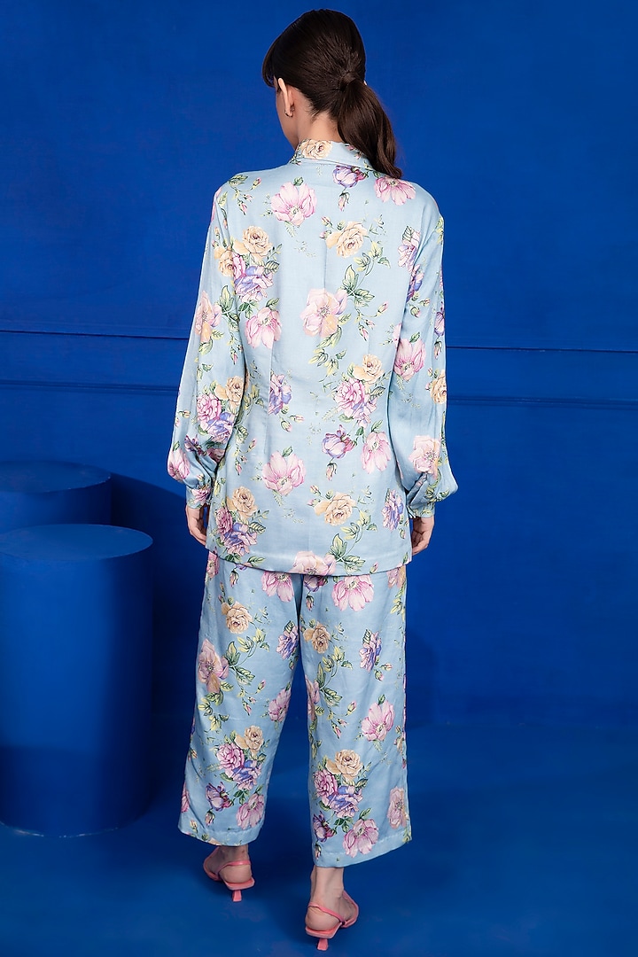 Ice Blue Printed Co-Ord Set by Mani Bhatia at Pernia's Pop Up Shop