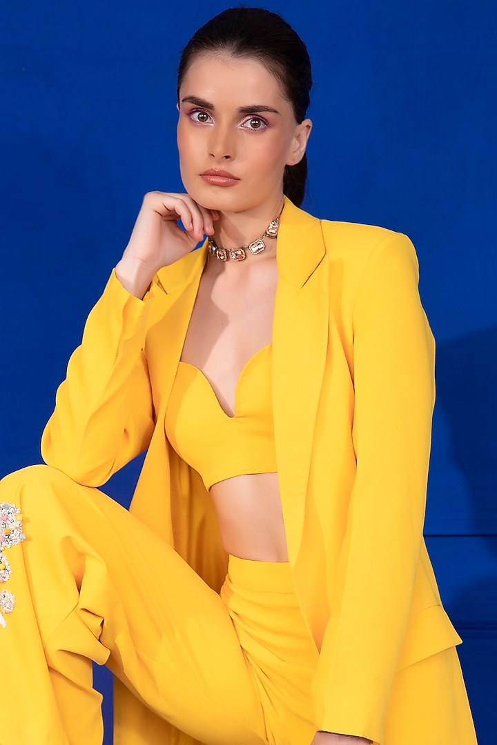 Mango Yellow Banana Crepe Co-Ord Set by Mani Bhatia at Pernia's Pop Up Shop