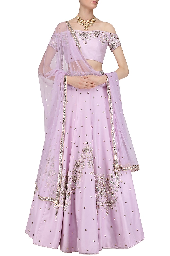Lavender cutdana embroidered lehenga set available only at Pernia's Pop Up Shop.