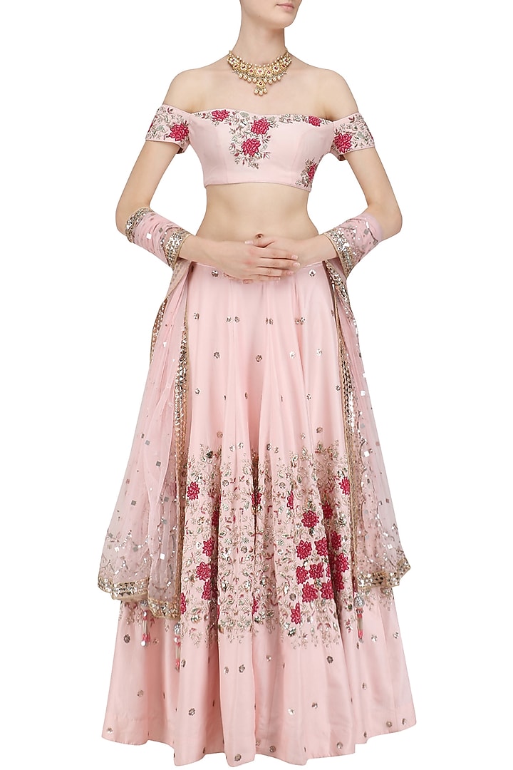 Pink cutdana embroidered lehenga set available only at Pernia's Pop Up Shop.