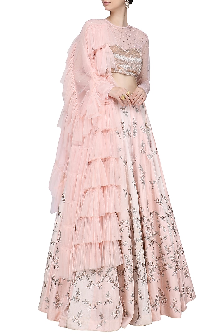 Pink embellished lehenga set available only at Pernia's Pop Up Shop.