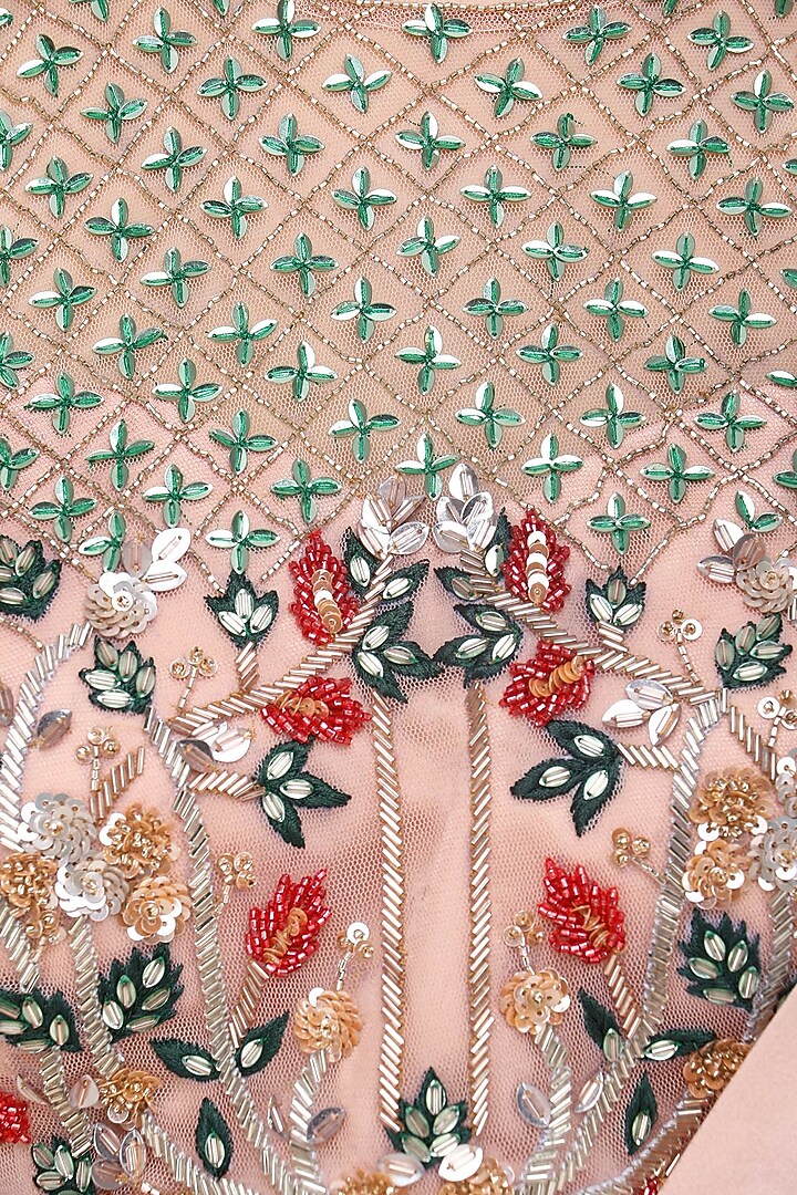 Dusty Pink and Beige Ruffle embellished drape saree available only at Pernia's Pop Up Shop.