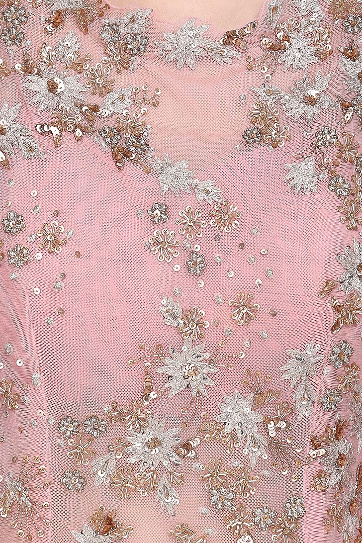 Pink embellished kurta with sharara pants set available only at Pernia's Pop Up Shop.