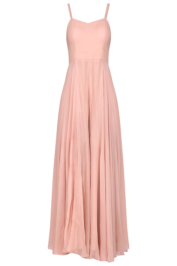 Tea pink jumpsuit with ruffle embroidered cape available only at Pernia's Pop Up Shop.