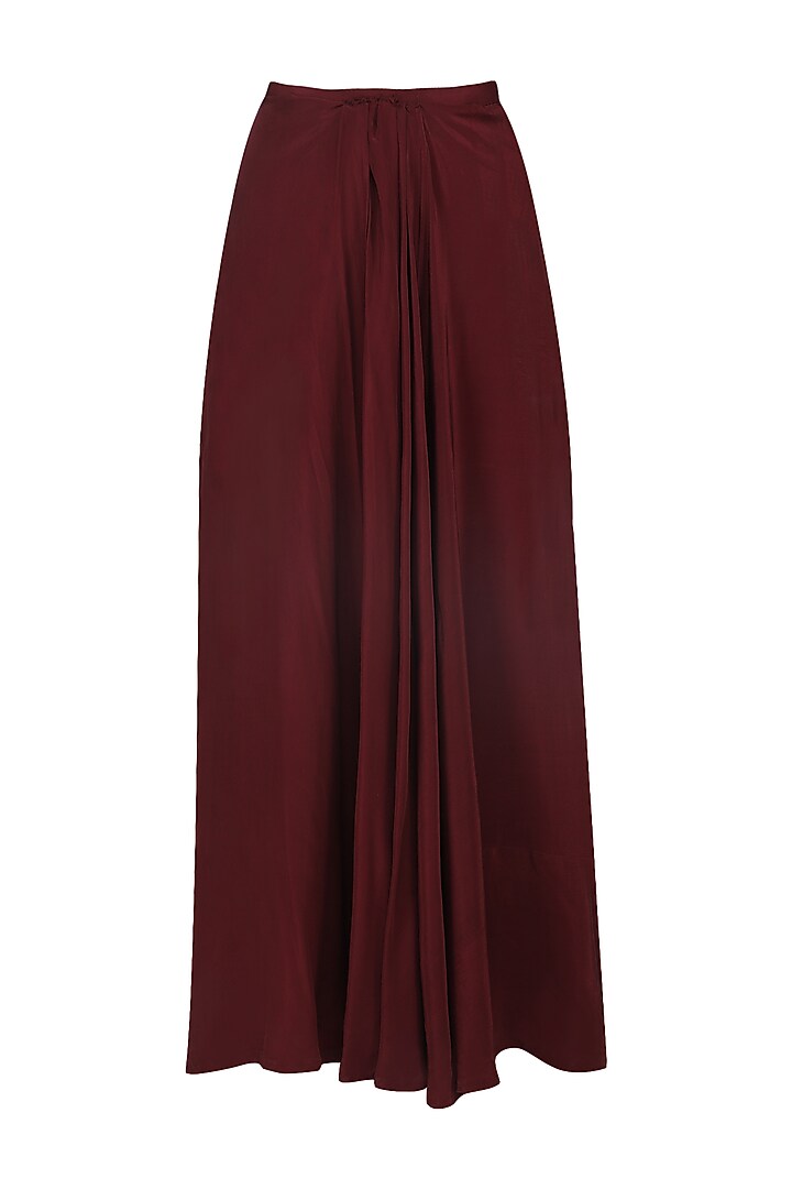 Deep marsala peplum top with drape skirt available only at Pernia's Pop Up Shop.