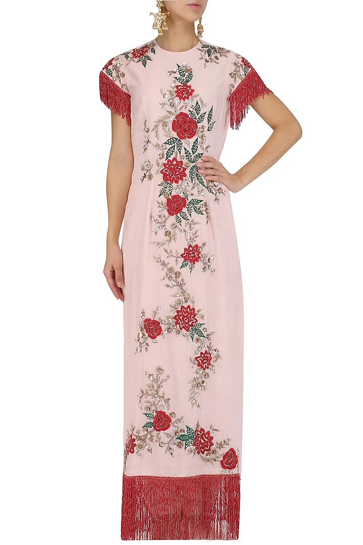 Pink straight fringed suit and pants set available only at Pernia's Pop Up Shop.