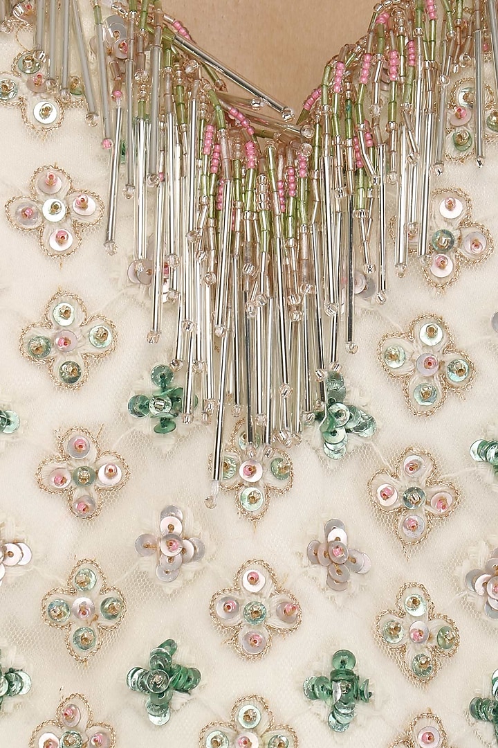 Ivory mirror embroidered lehenga set available only at Pernia's Pop Up Shop.