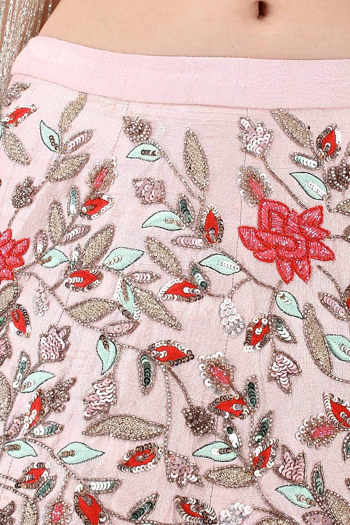 Pink floral embroidered lehenga set available only at Pernia's Pop Up Shop.