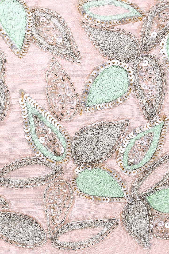 Pink and green embroidered lehenga set available only at Pernia's Pop Up Shop.
