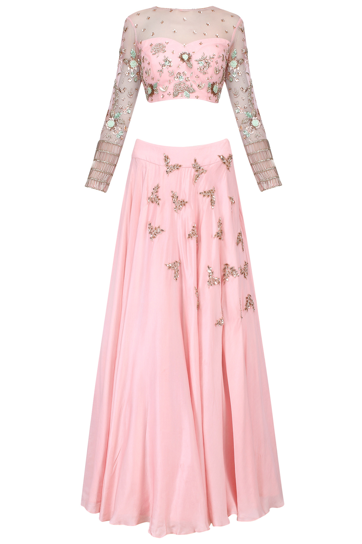 Jasmine pink embroidered lehenga set available only at Pernia's Pop Up Shop.