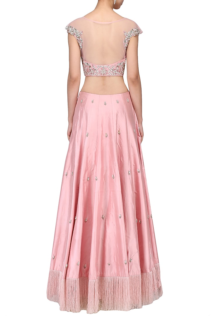 Pink embroidered lehenga set available only at Pernia's Pop Up Shop.