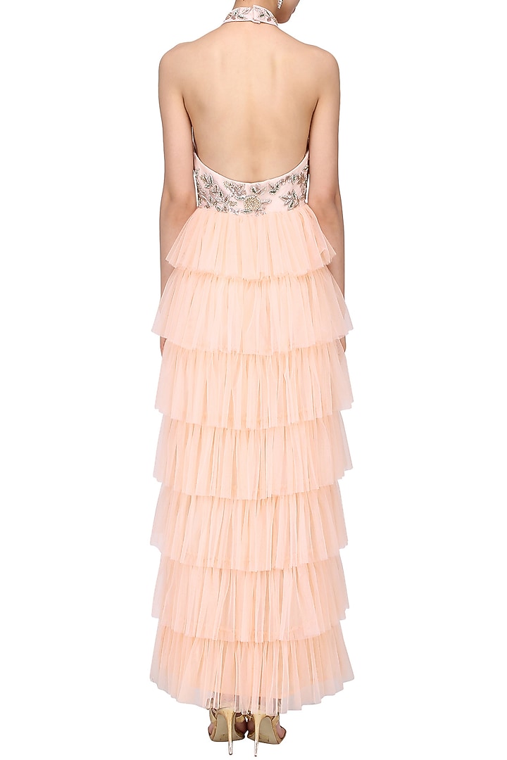Peach ruffle layered dress available only at Pernia's Pop Up Shop.