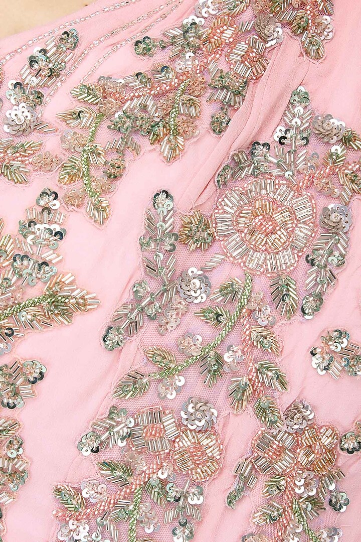 Pink rouched drape anarkali available only at Pernia's Pop Up Shop.