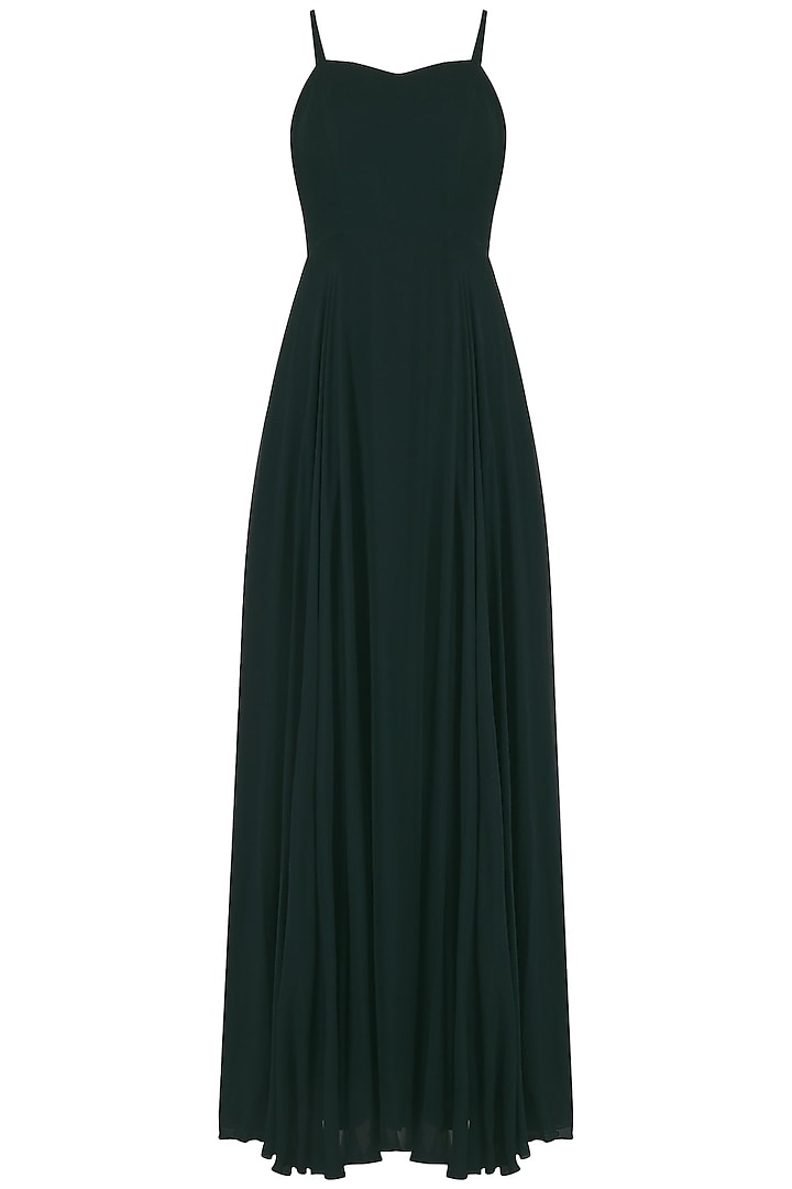 Dark green embroidered cape anarkali available only at Pernia's Pop Up Shop.
