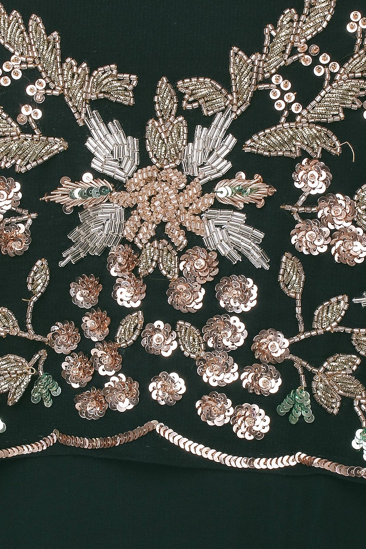 Dark green embroidered cape anarkali available only at Pernia's Pop Up Shop.