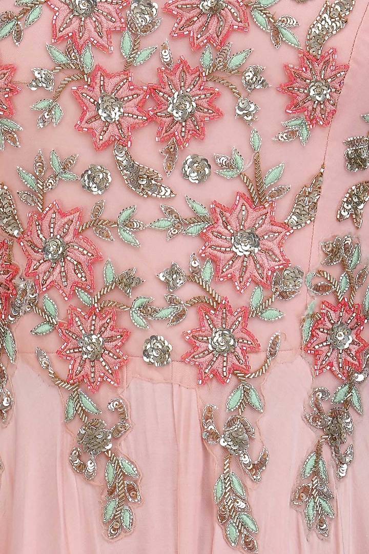 Baby pink floral embroidered one sleeved jumpsuit available only at Pernia's Pop Up Shop.