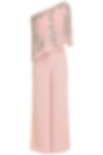 Pink Embroidered Cape and Palazzo Pants Set by Mani Bhatia
