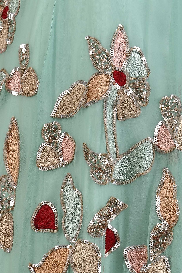 Mint green sequins embroidered anarkali set available only at Pernia's Pop Up Shop.