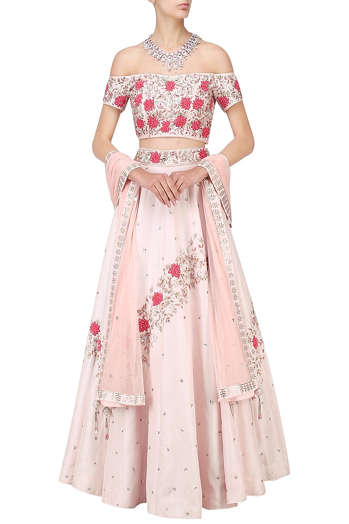 Pink cutdana embroidered lehenga set available only at Pernia's Pop Up Shop.